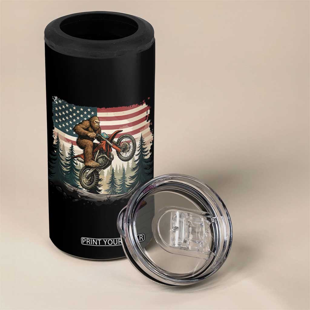 Bigfoot Dirt Bike 4 in 1 Can Cooler Tumbler Patriotic Sasquatch American Flag TS14 Print Your Wear