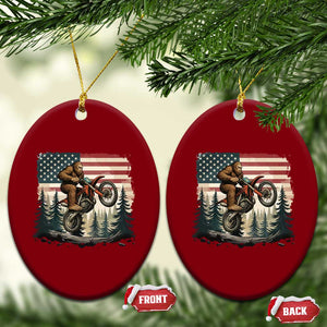 Bigfoot Dirt Bike Ceramic Ornament Patriotic Sasquatch American Flag TS14 Print Your Wear