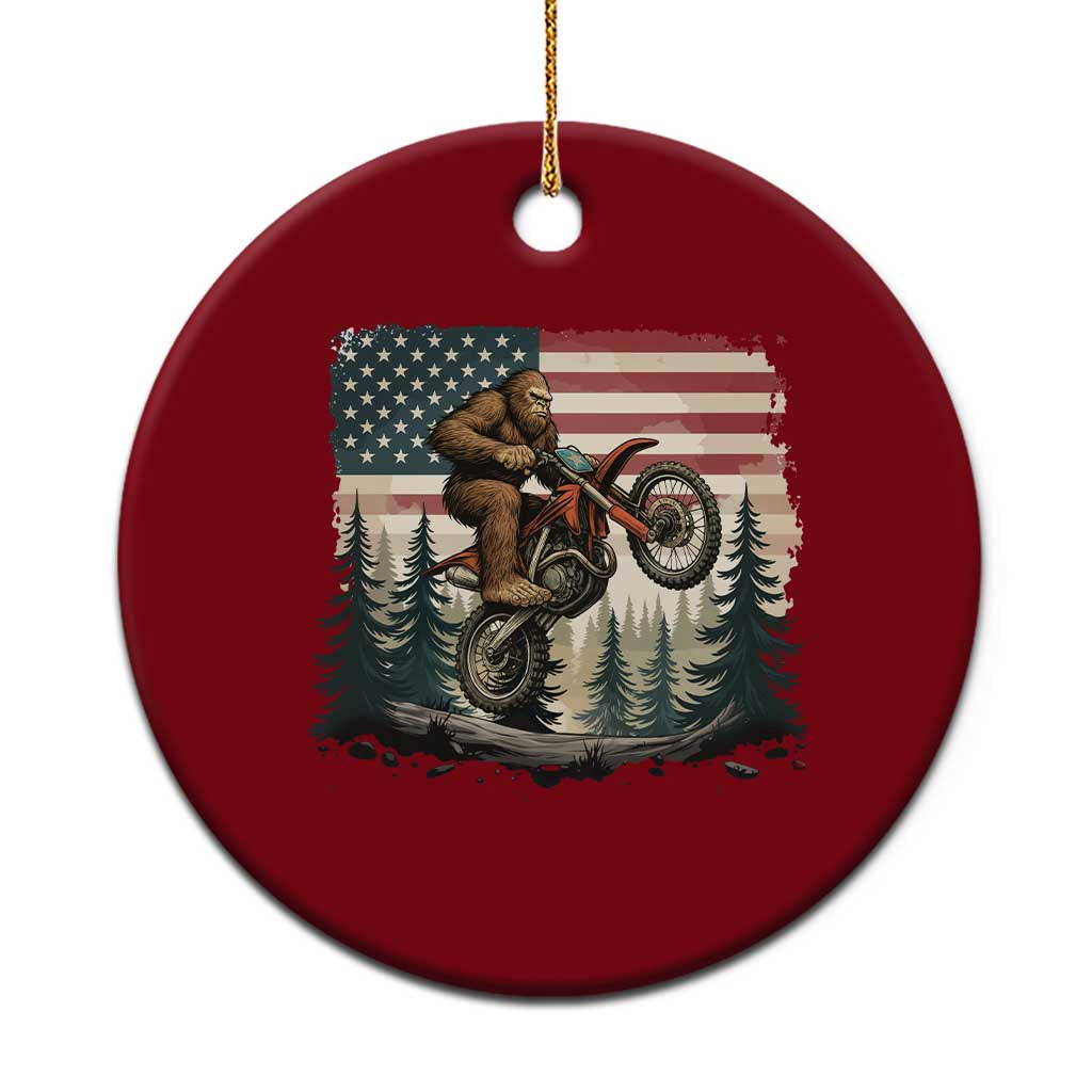Bigfoot Dirt Bike Ceramic Ornament Patriotic Sasquatch American Flag TS14 1pc Red Print Your Wear