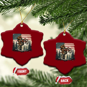 Bigfoot Dirt Bike Ceramic Ornament Patriotic Sasquatch American Flag TS14 Print Your Wear