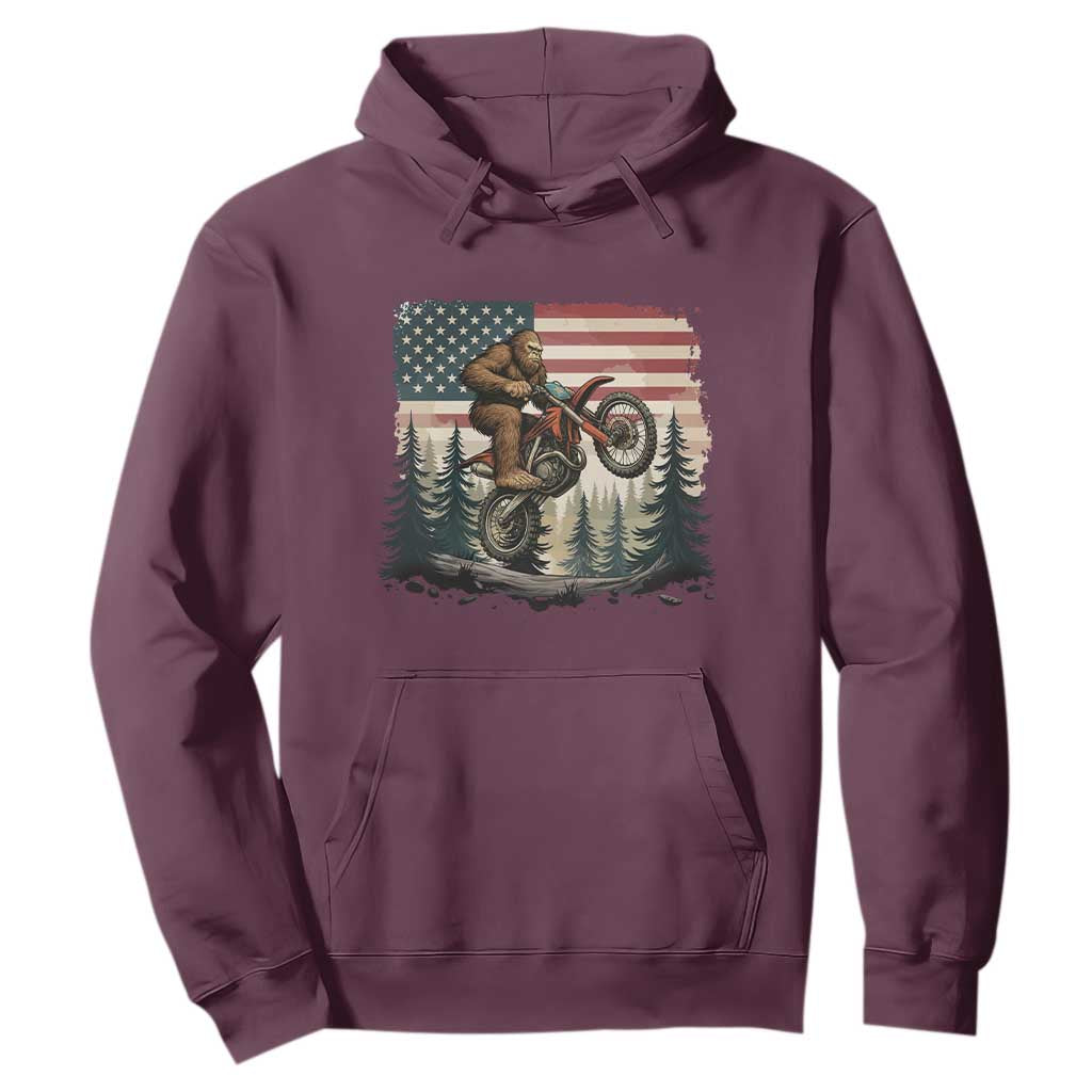 Bigfoot Dirt Bike Hoodie Patriotic Sasquatch American Flag TS14 Maroon Print Your Wear