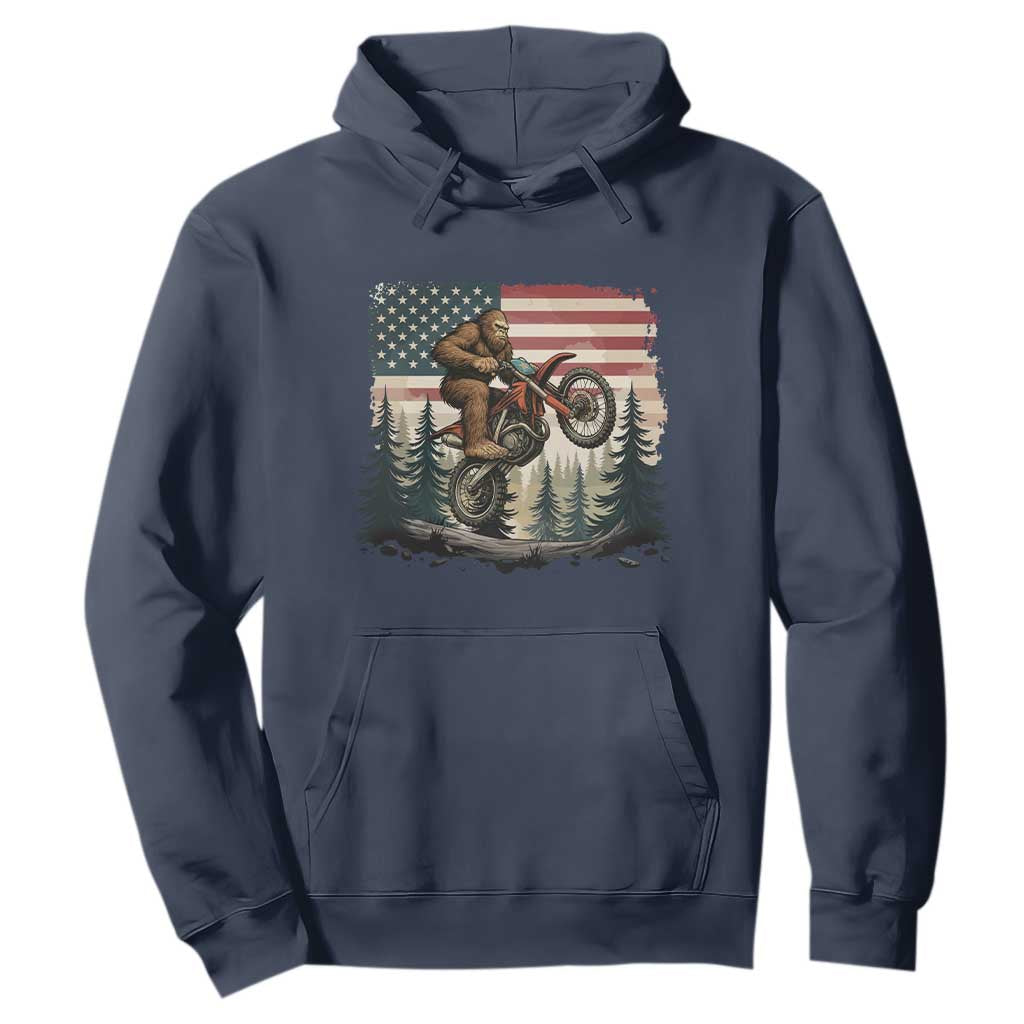 Bigfoot Dirt Bike Hoodie Patriotic Sasquatch American Flag TS14 Navy Print Your Wear