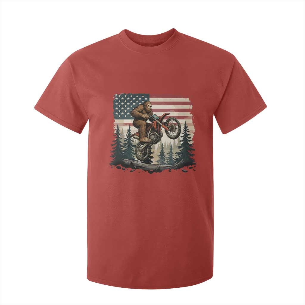 Bigfoot Dirt Bike T Shirt For Kid Patriotic Sasquatch American Flag TS14 Red Print Your Wear