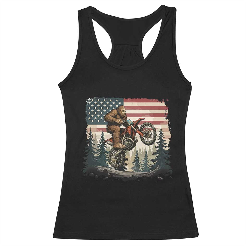 Bigfoot Dirt Bike Racerback Tank Top Patriotic Sasquatch American Flag TS14 Black Print Your Wear