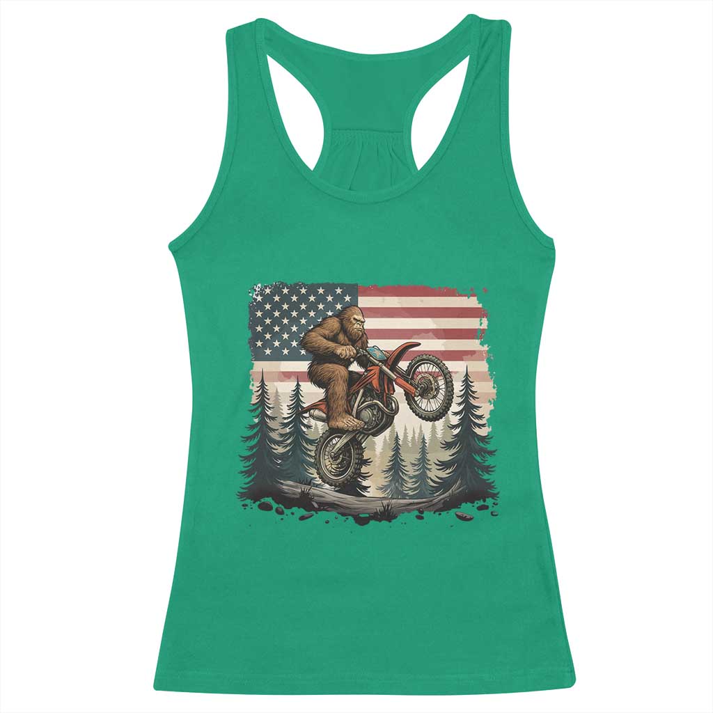 Bigfoot Dirt Bike Racerback Tank Top Patriotic Sasquatch American Flag TS14 Irish Green Print Your Wear