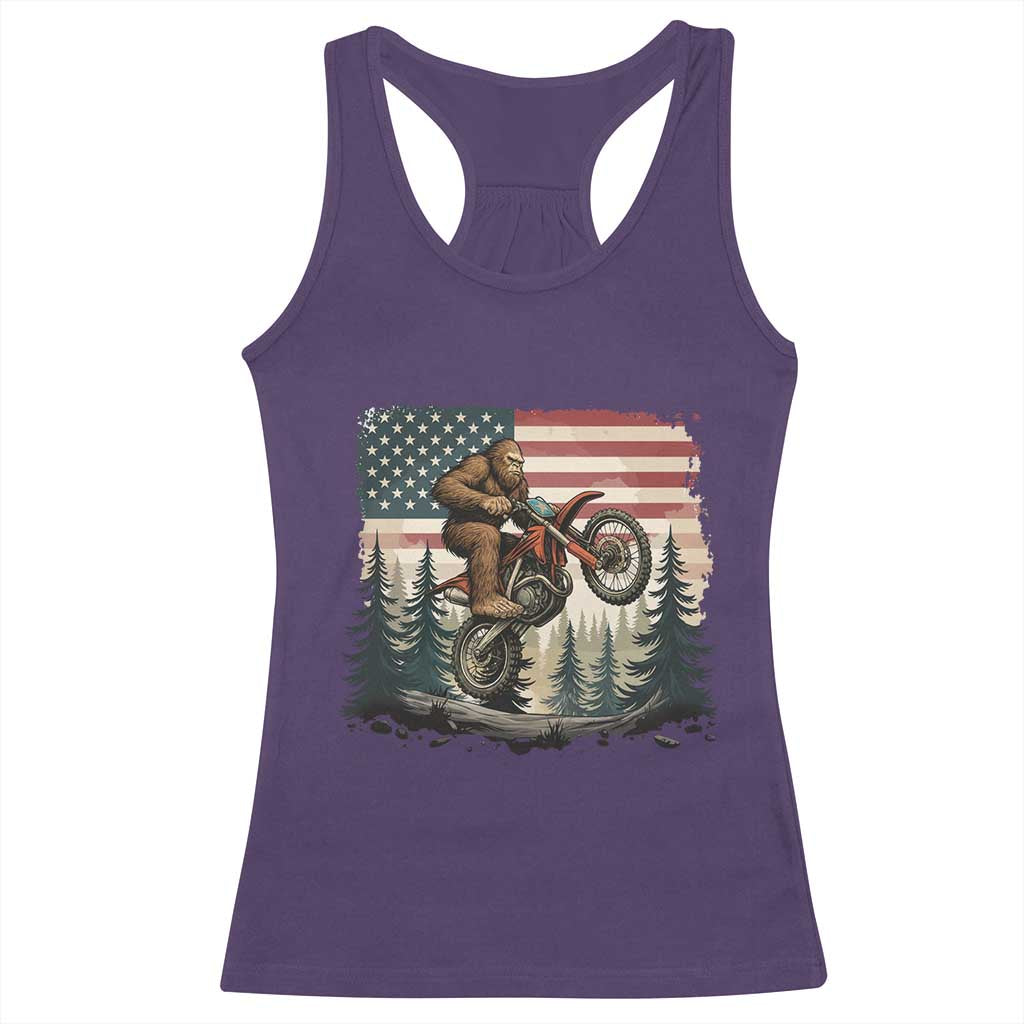 Bigfoot Dirt Bike Racerback Tank Top Patriotic Sasquatch American Flag TS14 Purple Print Your Wear