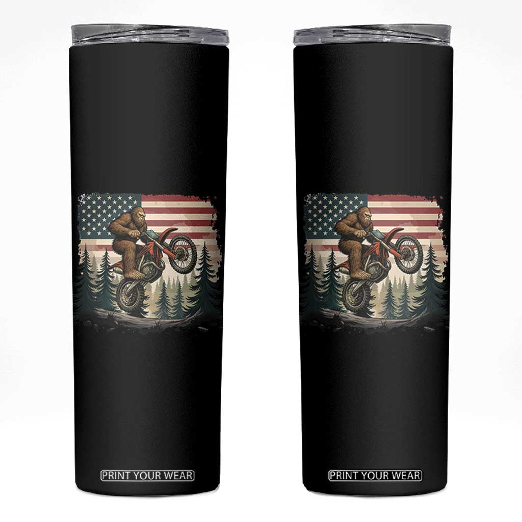 Bigfoot Dirt Bike Skinny Tumbler Patriotic Sasquatch American Flag TS14 Black Print Your Wear