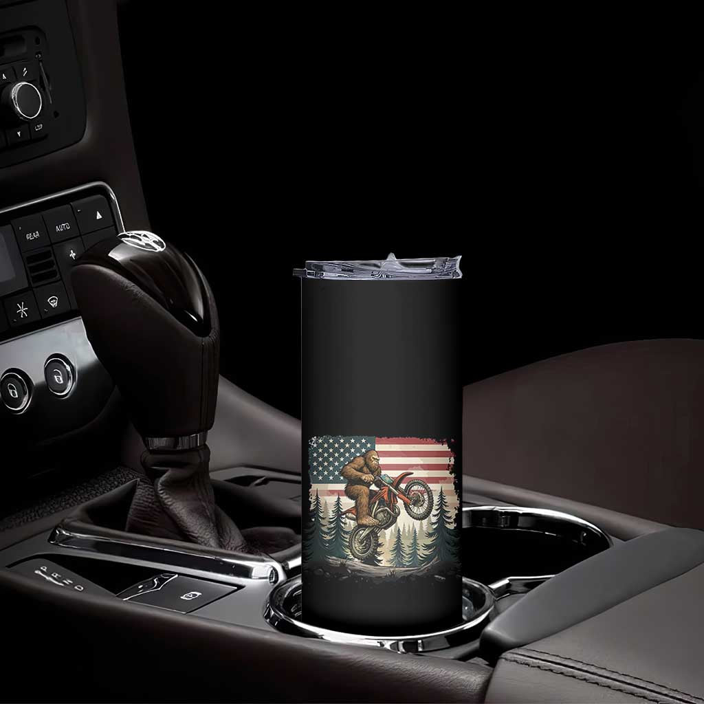 Bigfoot Dirt Bike Skinny Tumbler Patriotic Sasquatch American Flag TS14 Print Your Wear