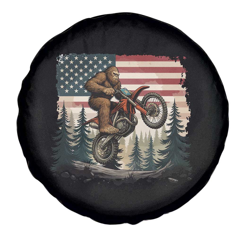 Bigfoot Dirt Bike Spare Tire Cover Patriotic Sasquatch American Flag TS14 Print Your Wear
