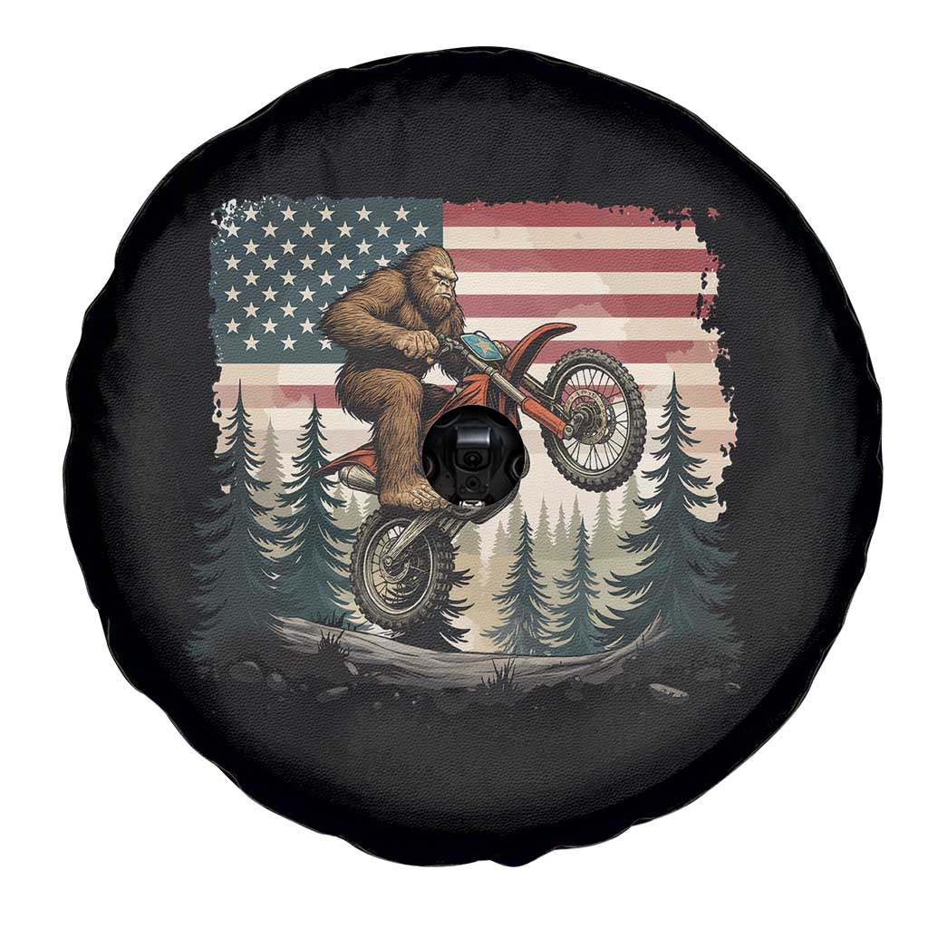 Bigfoot Dirt Bike Spare Tire Cover Patriotic Sasquatch American Flag TS14 Print Your Wear