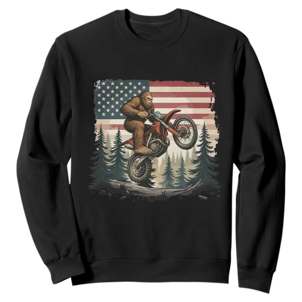 Bigfoot Dirt Bike Sweatshirt Patriotic Sasquatch American Flag TS14 Black Print Your Wear