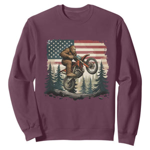 Bigfoot Dirt Bike Sweatshirt Patriotic Sasquatch American Flag TS14 Maroon Print Your Wear