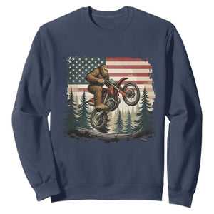 Bigfoot Dirt Bike Sweatshirt Patriotic Sasquatch American Flag TS14 Navy Print Your Wear