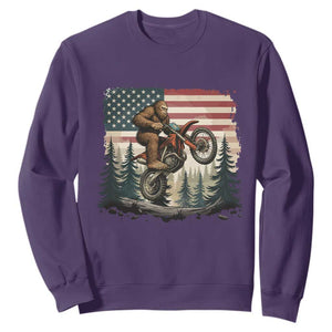 Bigfoot Dirt Bike Sweatshirt Patriotic Sasquatch American Flag TS14 Purple Print Your Wear
