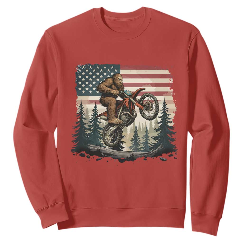 Bigfoot Dirt Bike Sweatshirt Patriotic Sasquatch American Flag TS14 Red Print Your Wear