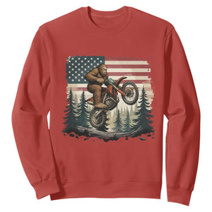 Bigfoot Dirt Bike Sweatshirt Patriotic Sasquatch American Flag TS14 Red Print Your Wear