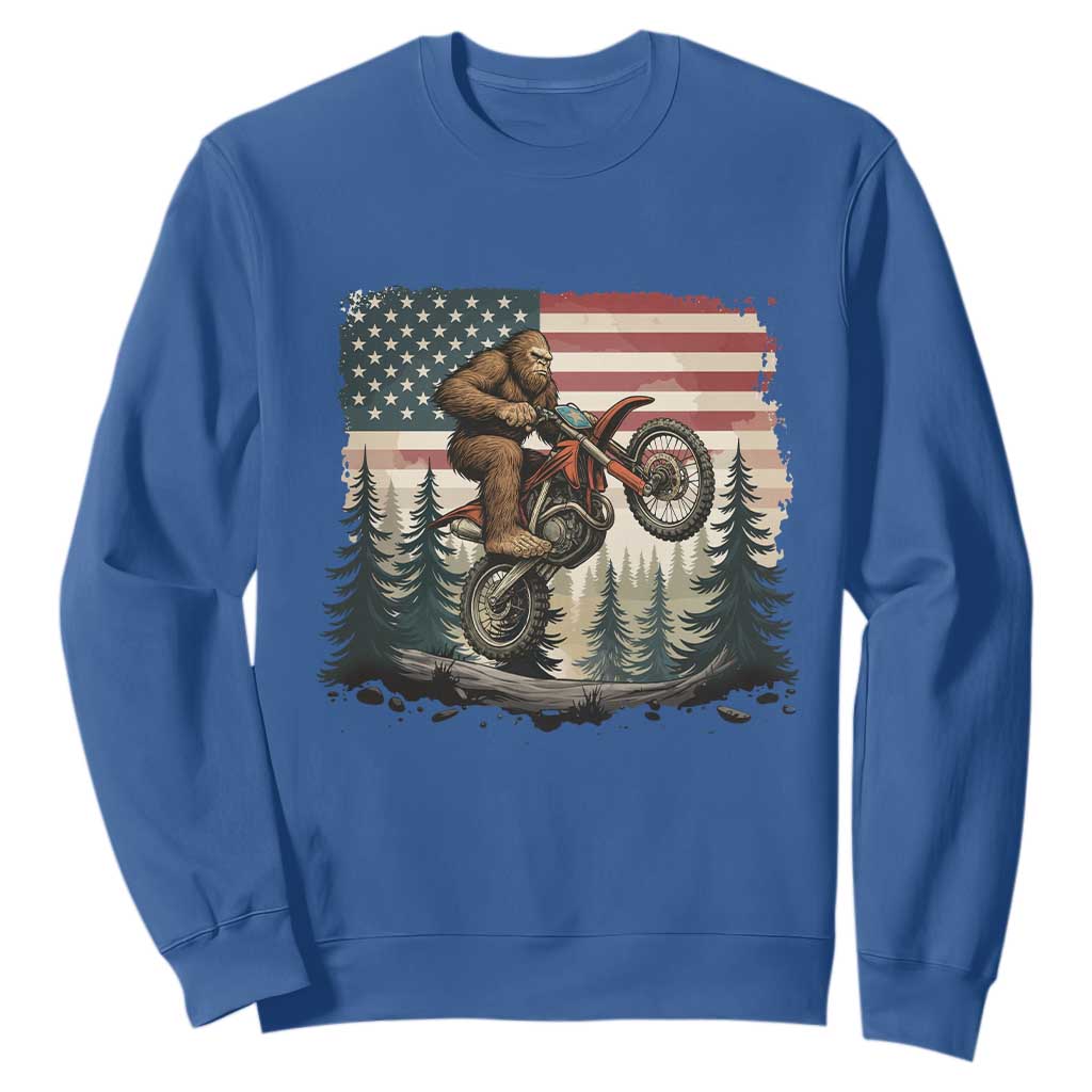 Bigfoot Dirt Bike Sweatshirt Patriotic Sasquatch American Flag TS14 Royal Blue Print Your Wear
