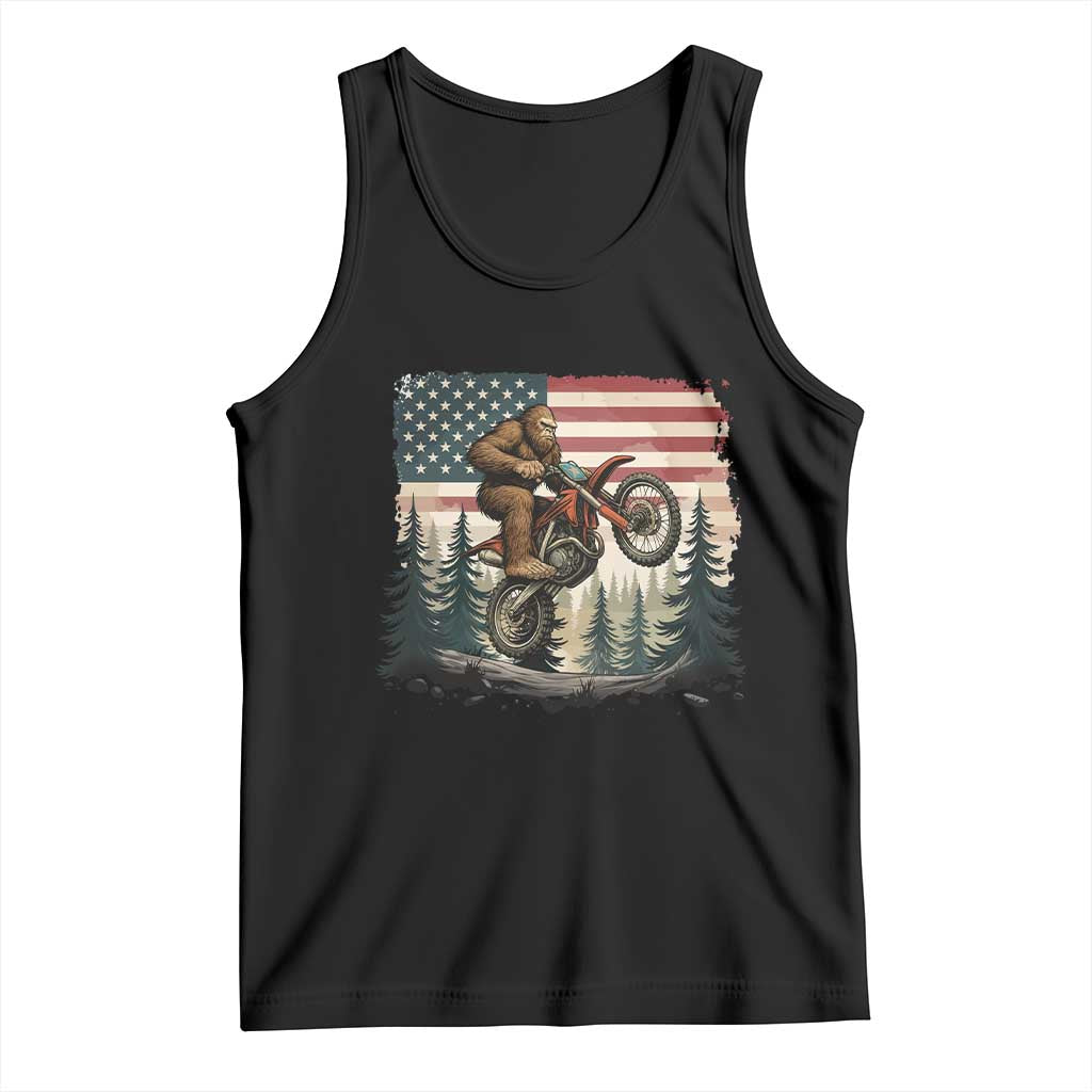 Bigfoot Dirt Bike Tank Top Patriotic Sasquatch American Flag TS14 Black Print Your Wear