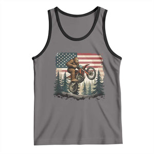 Bigfoot Dirt Bike Tank Top Patriotic Sasquatch American Flag TS14 Deep Heather Black Print Your Wear