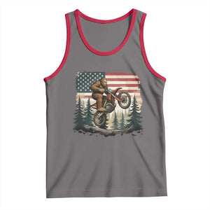 Bigfoot Dirt Bike Tank Top Patriotic Sasquatch American Flag TS14 Deep Heather Red Print Your Wear