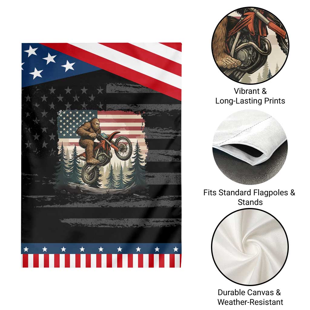 Bigfoot Dirt Bike Garden Flag Patriotic Sasquatch American Flag TS14 Print Your Wear