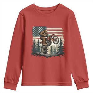 Bigfoot Dirt Bike Youth Sweatshirt Patriotic Sasquatch American Flag TS14 Red Print Your Wear
