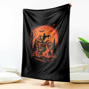 Bigfoot Dirt Bike Throw Blanket Sasquatch Halloween Creepy Biker TS14 Print Your Wear