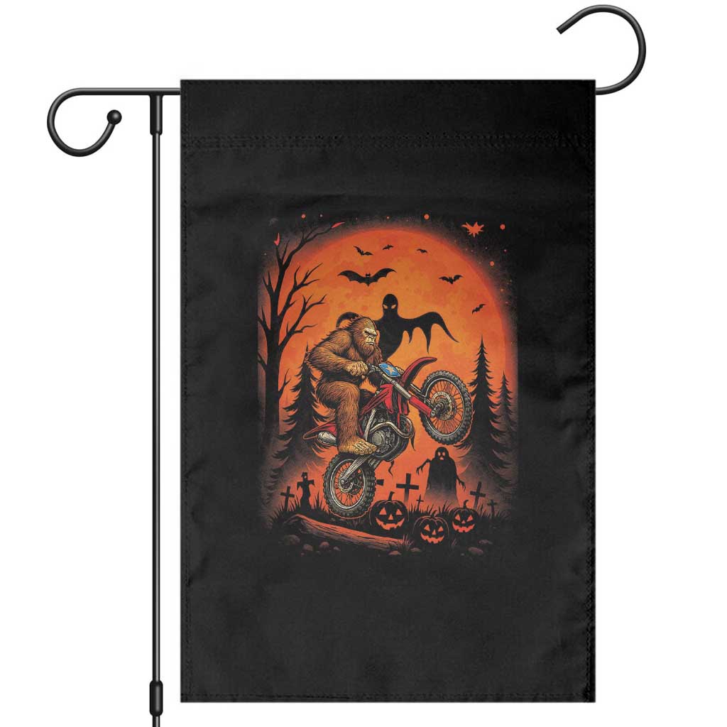Bigfoot Dirt Bike Garden Flag Sasquatch Halloween Creepy Biker TS14 Black Print Your Wear