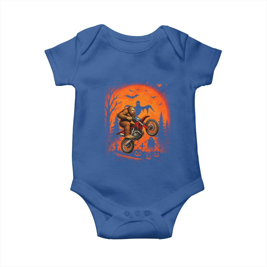 Bigfoot Dirt Bike Baby Onesie Sasquatch Halloween Creepy Biker TS14 Royal Blue Print Your Wear