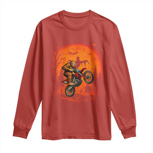 Bigfoot Dirt Bike Long Sleeve Shirt Sasquatch Halloween Creepy Biker TS14 Red Print Your Wear