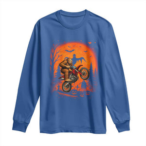 Bigfoot Dirt Bike Long Sleeve Shirt Sasquatch Halloween Creepy Biker TS14 Royal Blue Print Your Wear