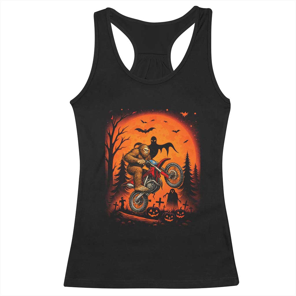 Bigfoot Dirt Bike Racerback Tank Top Sasquatch Halloween Creepy Biker TS14 Black Print Your Wear