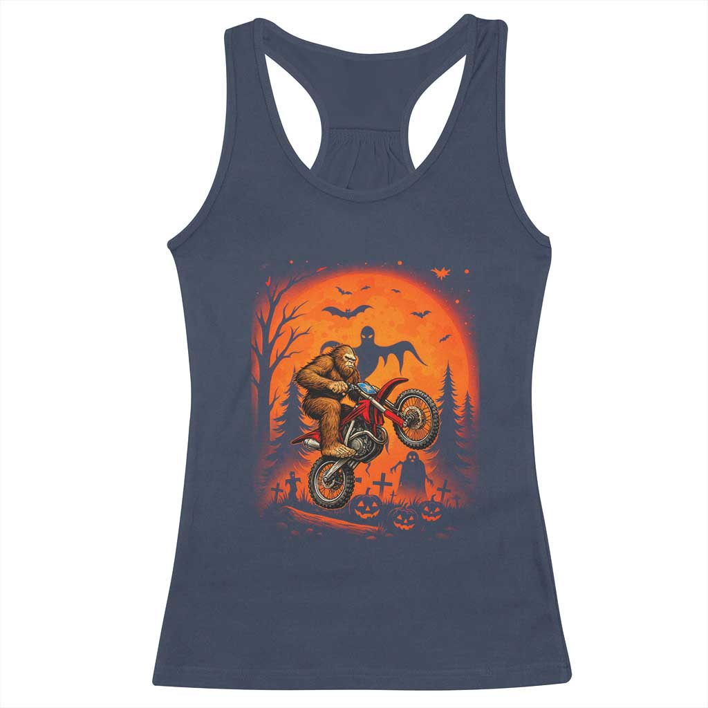Bigfoot Dirt Bike Racerback Tank Top Sasquatch Halloween Creepy Biker TS14 Navy Print Your Wear