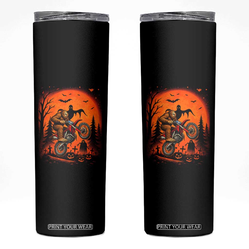 Bigfoot Dirt Bike Skinny Tumbler Sasquatch Halloween Creepy Biker TS14 Black Print Your Wear