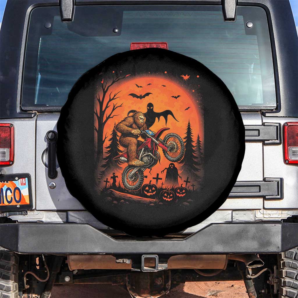 Bigfoot Dirt Bike Spare Tire Cover Sasquatch Halloween Creepy Biker TS14 No hole Black Print Your Wear