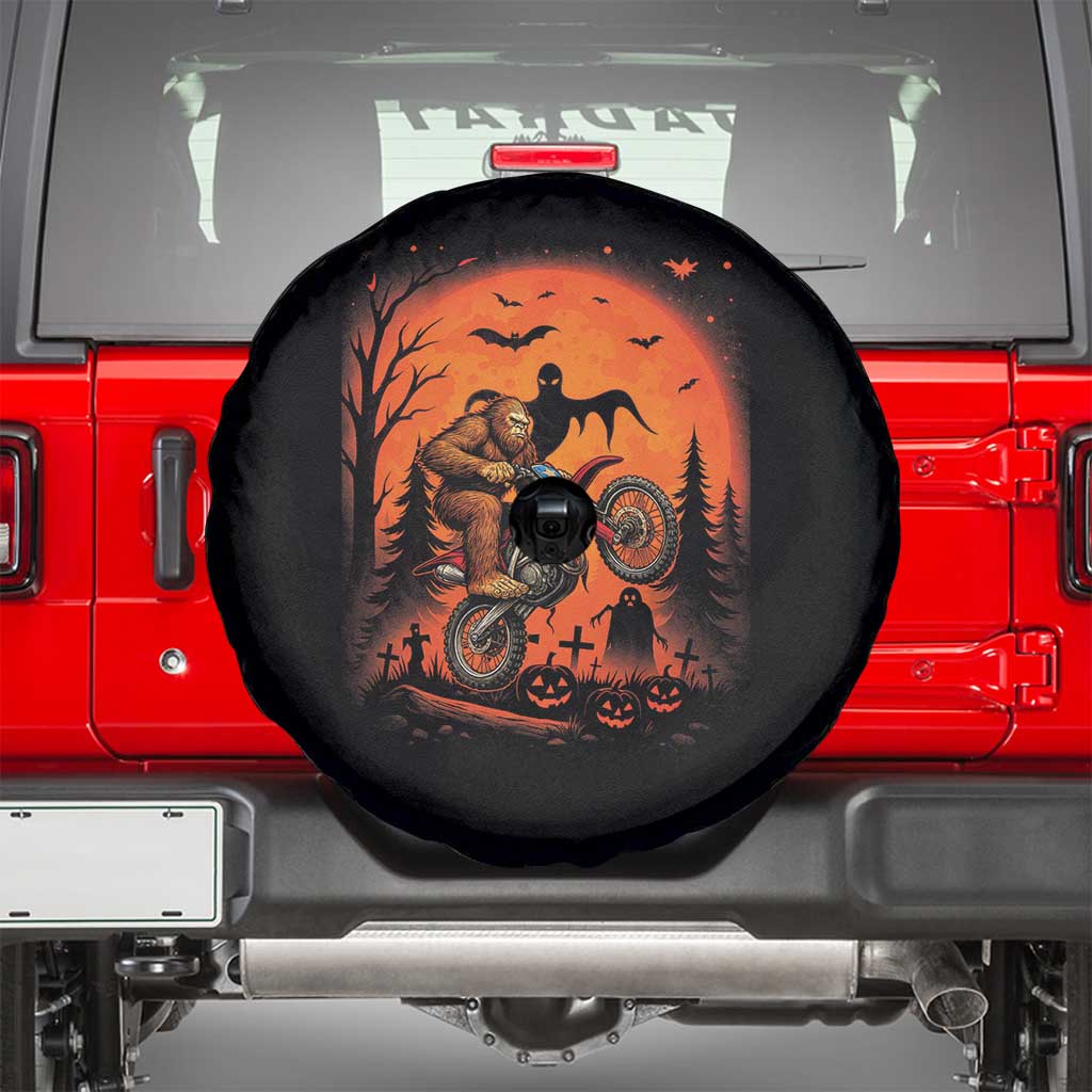 Bigfoot Dirt Bike Spare Tire Cover Sasquatch Halloween Creepy Biker TS14 Black Print Your Wear
