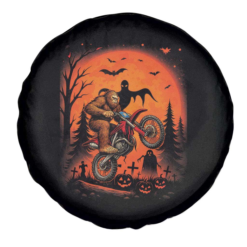 Bigfoot Dirt Bike Spare Tire Cover Sasquatch Halloween Creepy Biker TS14 Print Your Wear