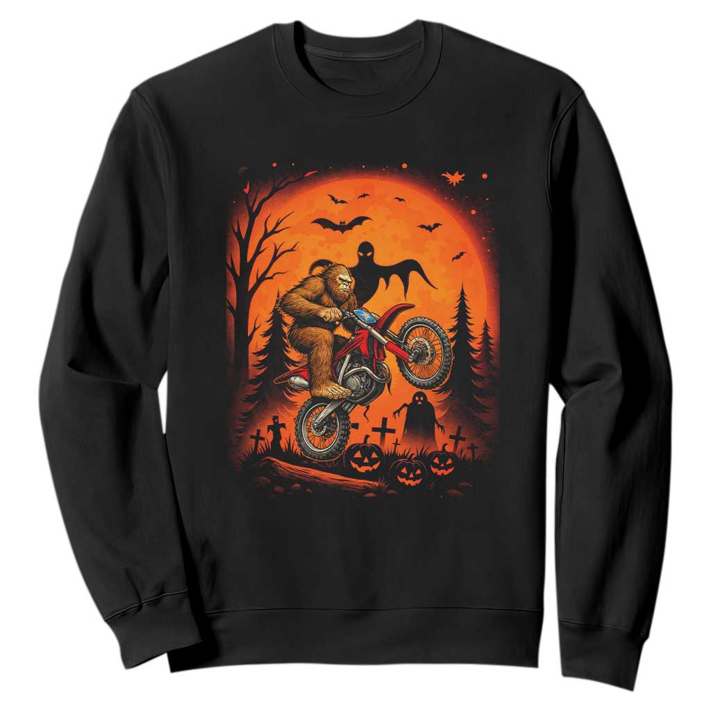 Bigfoot Dirt Bike Sweatshirt Sasquatch Halloween Creepy Biker TS14 Black Print Your Wear