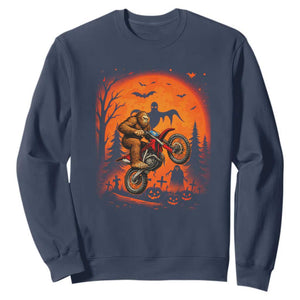 Bigfoot Dirt Bike Sweatshirt Sasquatch Halloween Creepy Biker TS14 Navy Print Your Wear