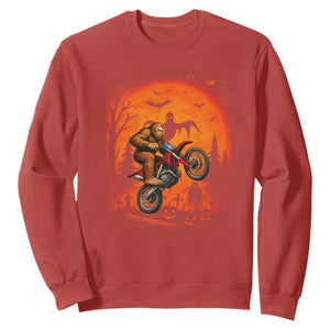 Bigfoot Dirt Bike Sweatshirt Sasquatch Halloween Creepy Biker TS14 Red Print Your Wear