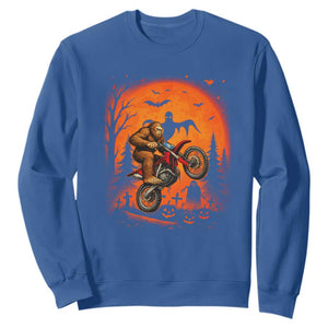 Bigfoot Dirt Bike Sweatshirt Sasquatch Halloween Creepy Biker TS14 Royal Blue Print Your Wear