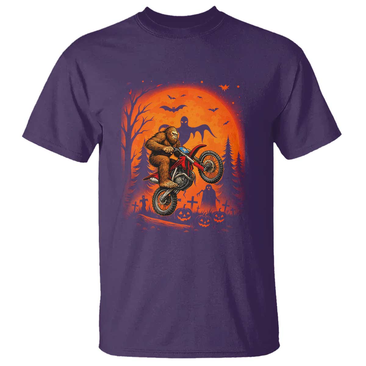 Bigfoot Dirt Bike T Shirt Sasquatch Halloween Creepy Biker TS14 Purple Print Your Wear