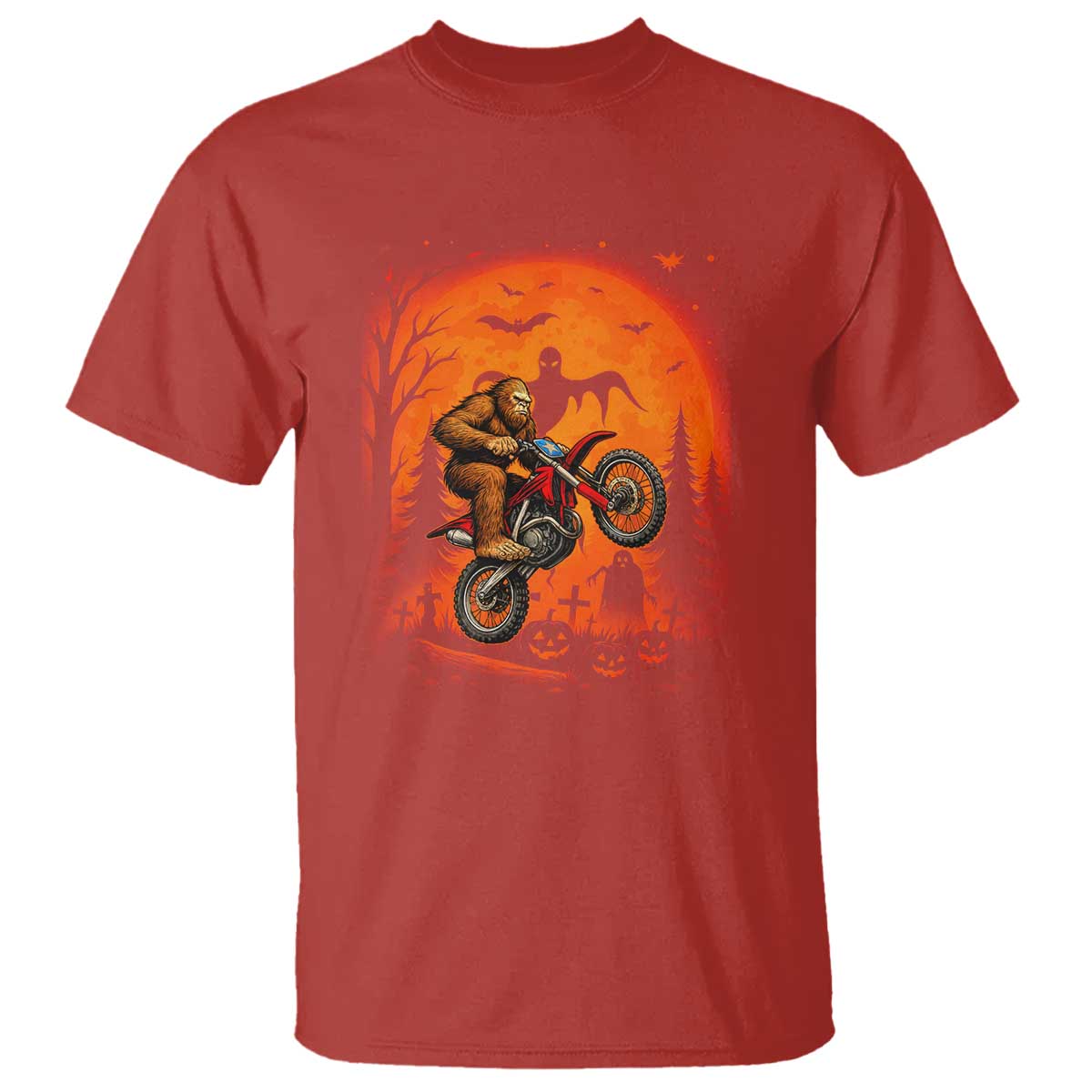 Bigfoot Dirt Bike T Shirt Sasquatch Halloween Creepy Biker TS14 Red Print Your Wear