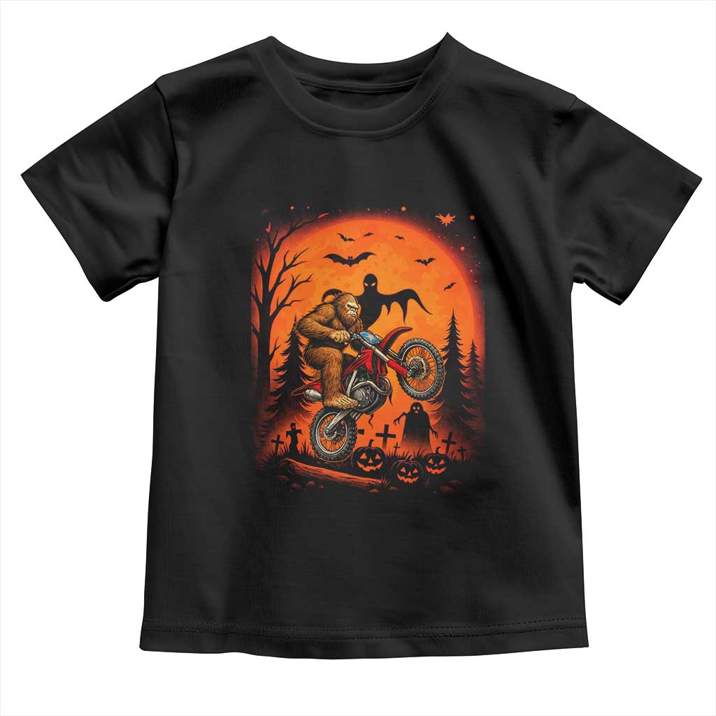 Bigfoot Dirt Bike Toddler T Shirt Sasquatch Halloween Creepy Biker TS14 Black Print Your Wear