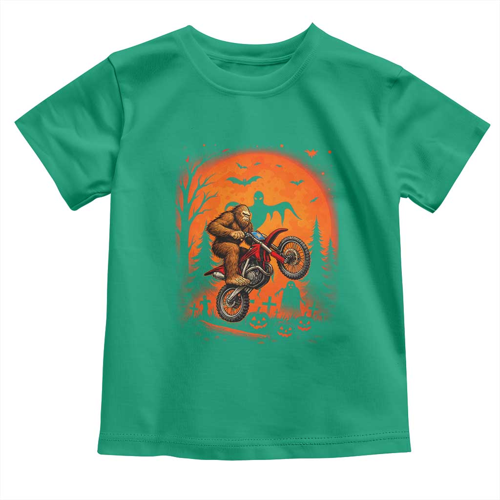 Bigfoot Dirt Bike Toddler T Shirt Sasquatch Halloween Creepy Biker TS14 Irish Green Print Your Wear