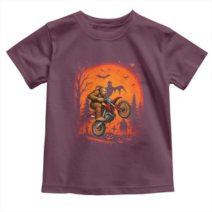 Bigfoot Dirt Bike Toddler T Shirt Sasquatch Halloween Creepy Biker TS14 Maroon Print Your Wear