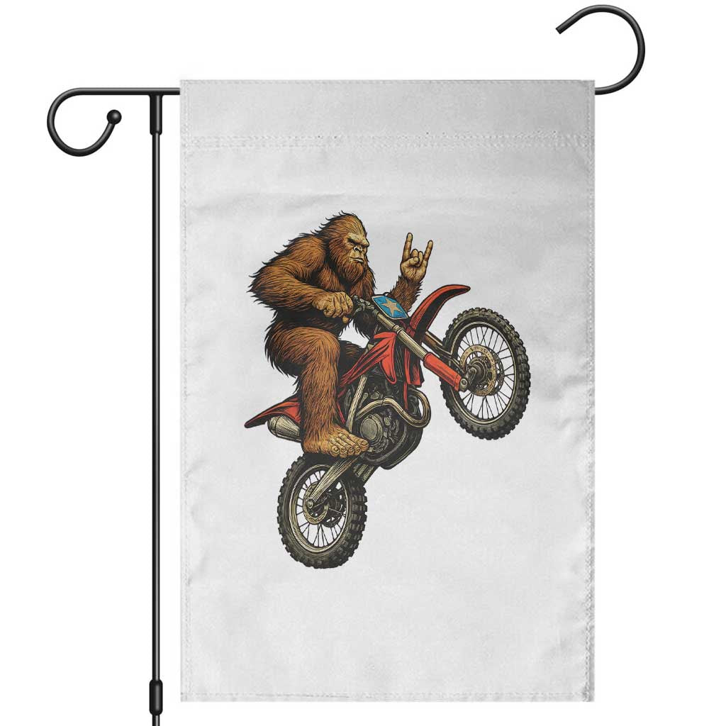 Bigfoot Dirt Bike Garden Flag Motocross Sasquatch Rock On Hand TS14 White Print Your Wear