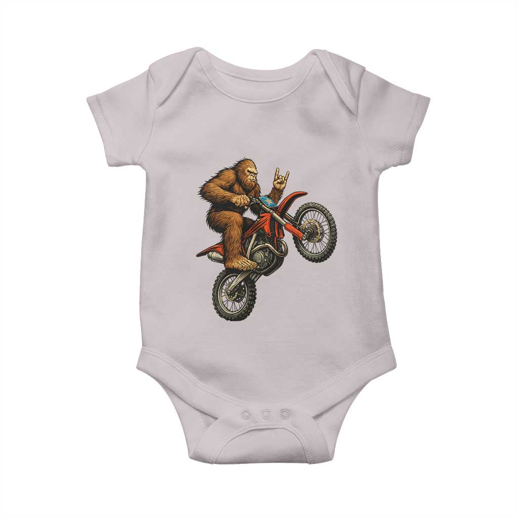 Bigfoot Dirt Bike Baby Onesie Motocross Sasquatch Rock On Hand TS14 Ice Gray Print Your Wear