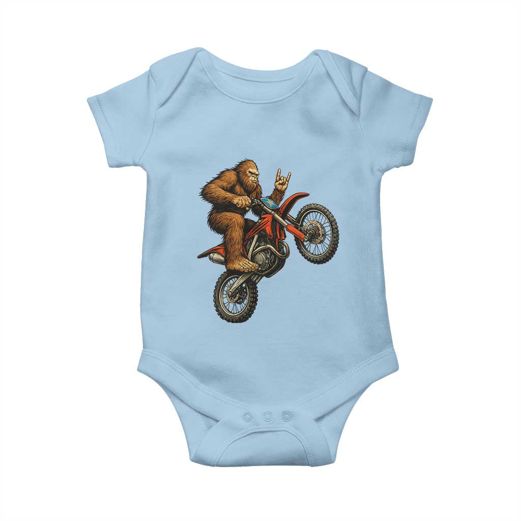 Bigfoot Dirt Bike Baby Onesie Motocross Sasquatch Rock On Hand TS14 Light Blue Print Your Wear