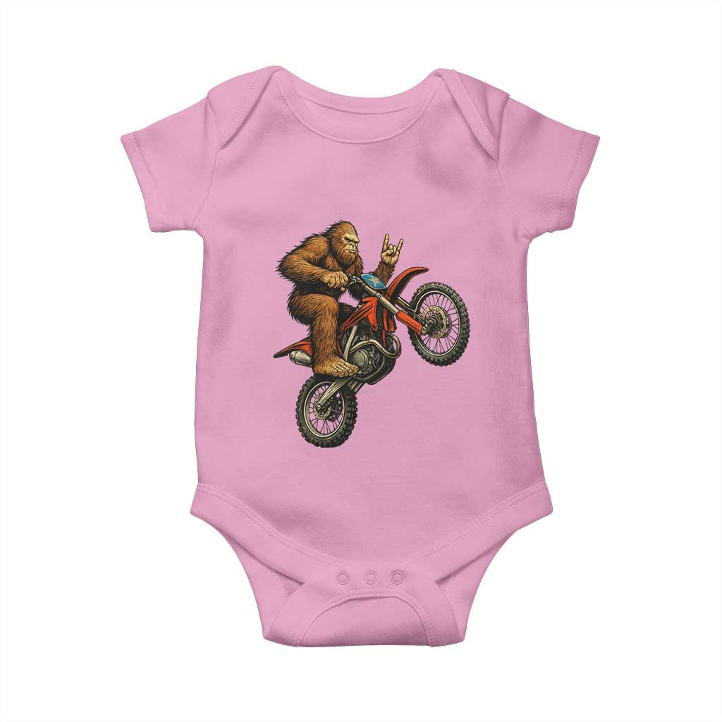 Bigfoot Dirt Bike Baby Onesie Motocross Sasquatch Rock On Hand TS14 Light Pink Print Your Wear